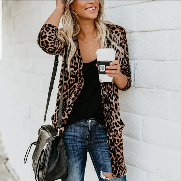 leopard cover kimono cardigan top Tops - Sexy Leopard Light Weight Thin Cardigan Top